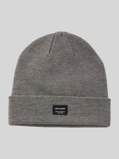 Jack & Jones Beanie mit Label-Patch Modell 'DNA' Mittelgrau Melange 1