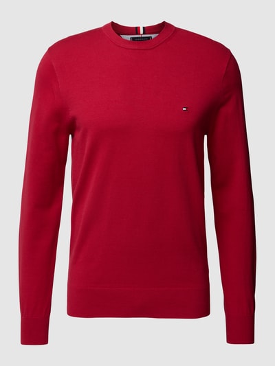 Tommy Hilfiger Sweter z dzianiny z wyhaftowanym logo Wiśniowy 2