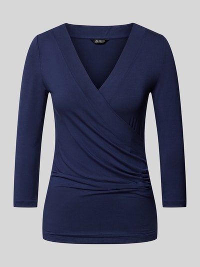 Lauren Ralph Lauren Shirt met lange mouwen in wikkellook, model 'ALAYJA' Marineblauw - 2