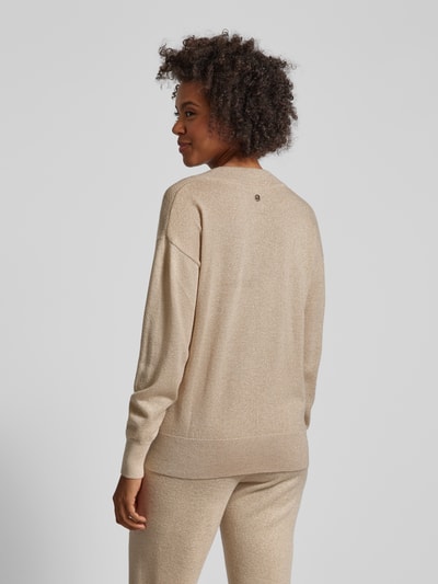 JOOP! Gebreide pullover van wolmix met V-hals Goud gemêleerd - 5