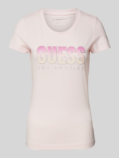 Guess T-Shirt mit Label-Print Rosa 2