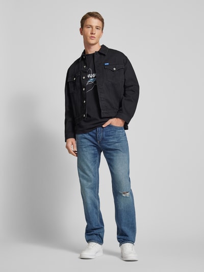 Hugo Blue Regular Fit Jeans im Destroyed-Look Modell 'Jonah' Dunkelblau 1