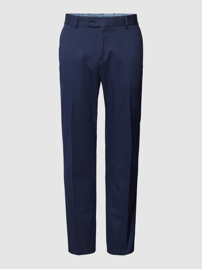 Carl Gross Slim fit pantalon met persplooien, model 'Tomte' Marineblauw - 1