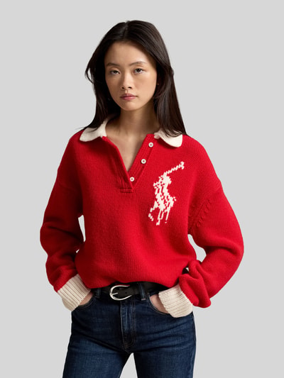 Polo Ralph Lauren relaxed fit pullover van pure wol Rood - 4