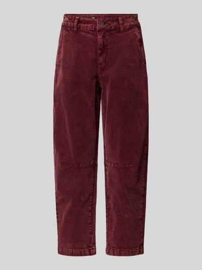 Buena Vista Spodnie sztruksowe o kroju barrel fit z wpuszczanymi kieszeniami Bordowy 2