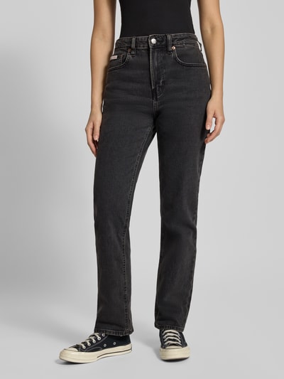 Calvin Klein Jeans Jeansy o kroju straight fit z mieszanki bawełny z naszywką z logo Antracytowy 4