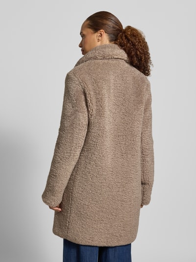 White Label Regular Fit Mantel aus Teddyfell Taupe 5