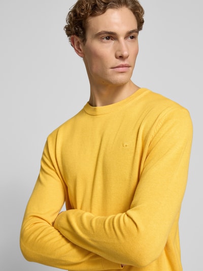 Tom Tailor Regular Fit Strickpullover aus reiner Baumwolle GELB 3