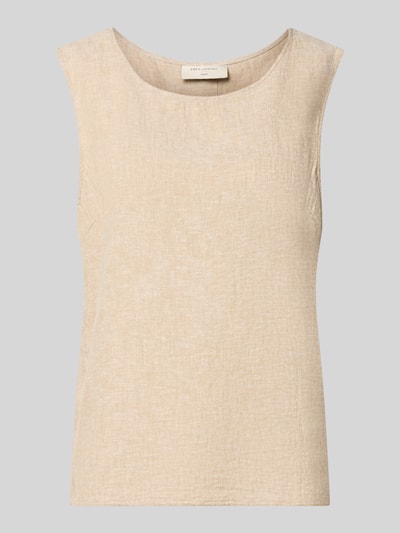Produktfoto, Top aus Leinen-Mix mit Rundhalsausschnitt Modell 'Lava' von FREE/QUENT, Damen Top in Beige, Viskose-Anteil, Regular Fit, glatte Textur