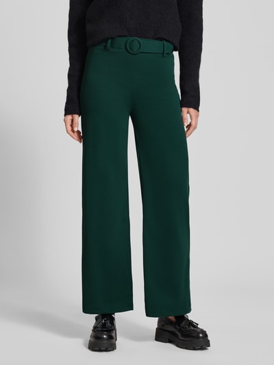 ZABAIONE Stoffen broek met riem en steekzakken Donkergroen - 4