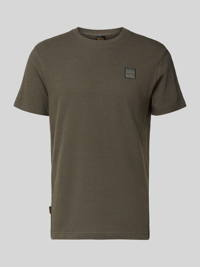 Produktfoto, T-Shirt mit Rundhalsausschnitt von PME Legend in Olivgrün, reine Baumwolle, Regular Fit, Label-Patch, glatte Textur