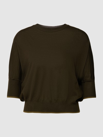 Max Mara Studio Strickshirt mit gerippten Abschlüssen Modell 'KERRY' Khaki 2