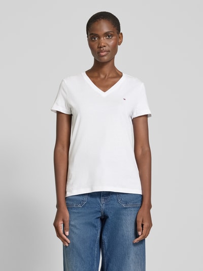 Tommy Hilfiger T-Shirt mit V-Ausschnitt Modell 'HERITAGE' Weiss 4