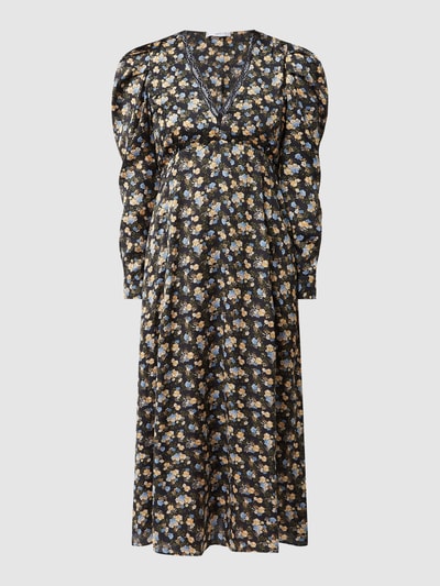 Mango Midikleid mit Zierborten aus Spitze  Schwarz 2