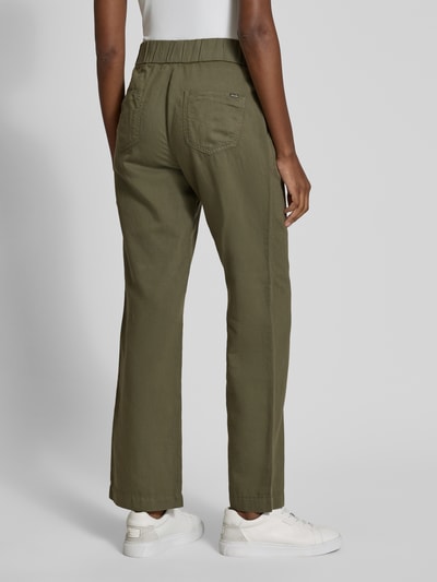 TONI Wide leg jeans met elastische band, model 'Pia' Olijfgroen - 5