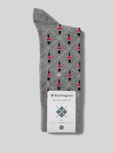 Burlington Kousen met motiefprint, model 'GUARD' Middengrijs - 3