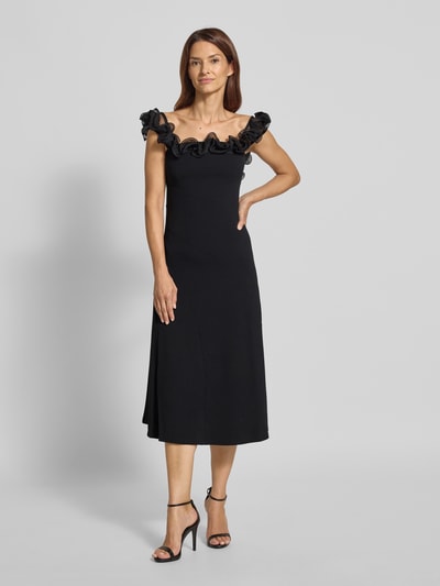 Lipsy Knielange cocktailjurk met ruches Zwart - 4