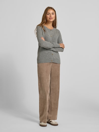 Christian Berg Woman Kardigan z okrągłym dekoltem i zapięciem na guziki Średnioszary melanż 1