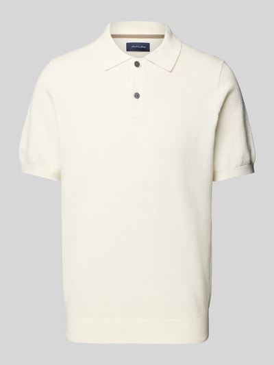 Christian Berg Men Poloshirt mit gerippten Abschlüssen Offwhite 2