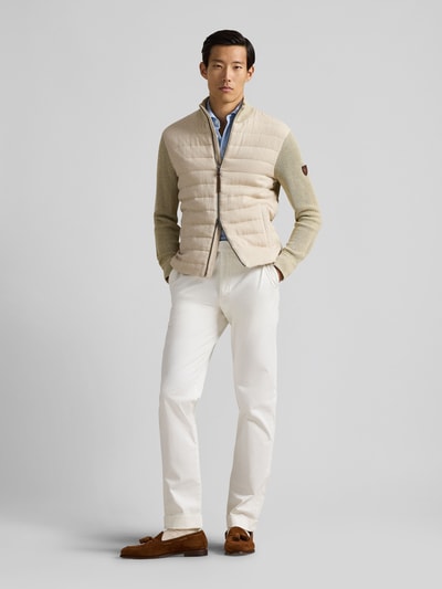 Polo Ralph Lauren Regular Fit Strickjacke aus Material-Mix mit Steppeinsatz Beige 1