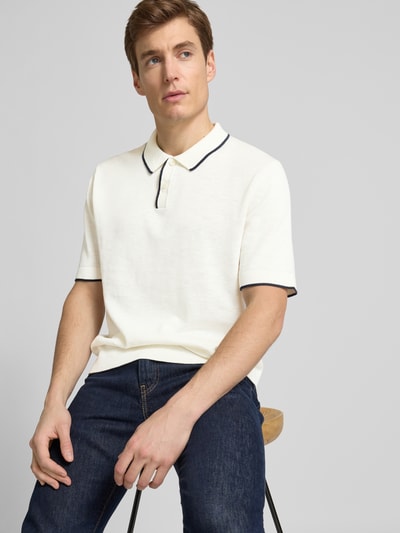 SELECTED HOMME Poloshirt met 1/2 mouwen, model 'MATTIS' Offwhite - 3