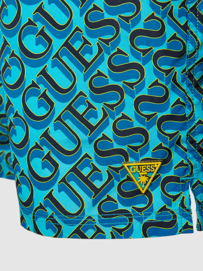 Guess Spodenki kąpielowe ze wzorem z logo Ciemnoniebieski 2