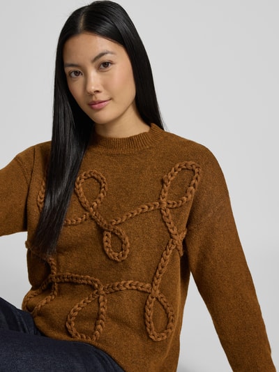 B.Young Oversized Strickpullover mit gerippten Abschlüssen Modell 'Medi' Camel 3