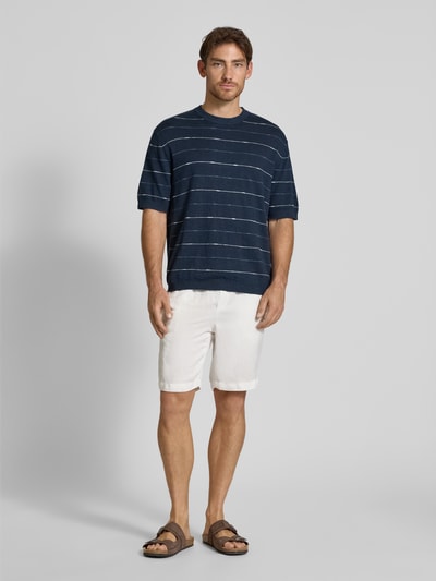 SELECTED HOMME Regular Fit Strickshirt aus Baumwoll-Leinen-Mix Modell 'BERG SUN' Marine 1