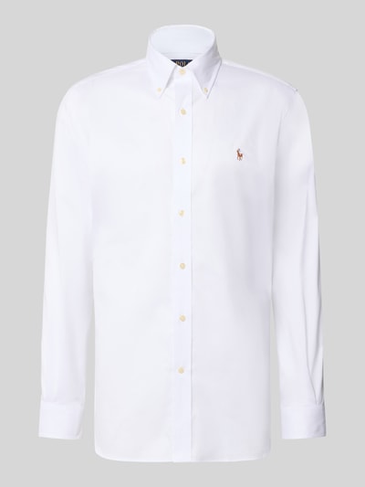 Productfoto, regular fit zakelijk overhemd van puur katoen, effen wit met knopen, Regular Fit Businesshemd aus reiner Baumwolle van Polo Ralph Lauren