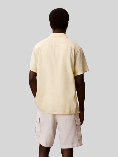 CK Calvin Klein regular fit vrijetijdsoverhemd van mix van linnen en lyocell Lichtgeel - 5