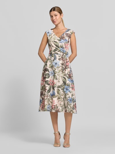 Vera Mont fit and flare cocktailjurk met all-over motief Lichtgroen - 4