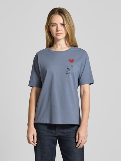 Jake*s Casual T-shirt z nadrukiem z motywem i okrągłym dekoltem Jeansowy niebieski 4