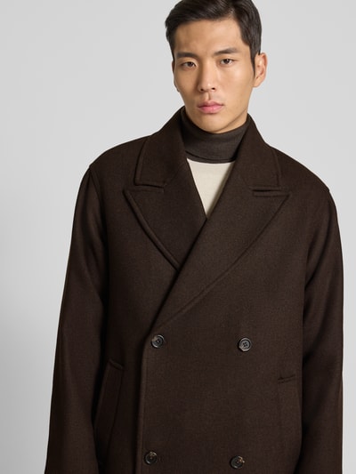 Selected Homme Relaxed Fit Mantel aus Woll-Mix Modell 'SIMON' Dunkelbraun 3