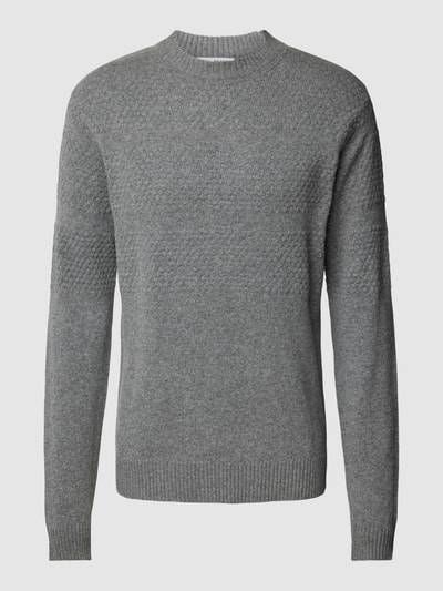 SELECTED HOMME Sweter z dzianiny z okrągłym dekoltem model ‘SKIPPER’ Średnioszary 2