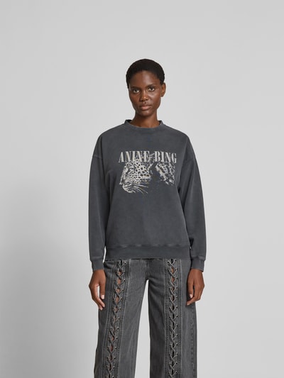 Anine Bing Regular Fit Sweatshirt mit Logo-Print Black 4