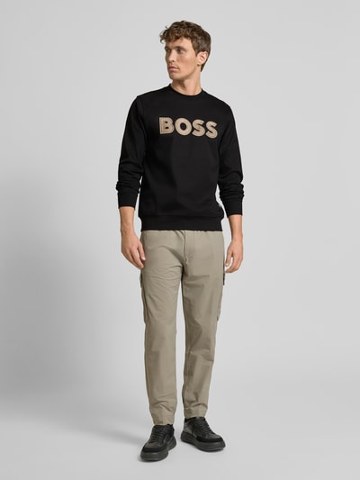 BOSS Sweatshirt met labelstitching, model 'Sharpe' Zwart - 1