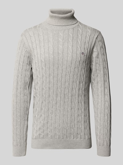 Gant Gebreide pullover met ribboorden Lichtgrijs - 2