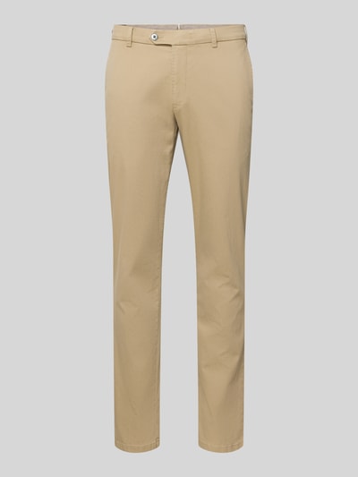 Produktfoto, beige Hose mit Gesäßtaschen Modell 'Lupus' von Mmx aus Baumwoll-Elasthan-Mix, Slim Fit, glatte Struktur, Eingrifftaschen.