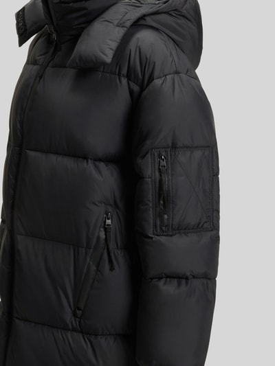 Hugo Blue Relaxed fit gewatteerde lange jas met afneembare capuchon Zwart - 6