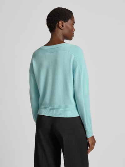 Marc Cain Sweter z dzianiny z mieszanki żywej wełny i kaszmiru Miętowy 5