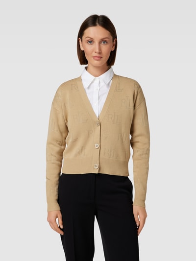 Lauren Ralph Lauren Gebreid jack met V-hals Camel - 4