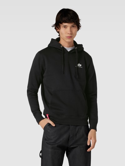 Alpha Industries Hoodie met labelprint, model 'BASIC' Zwart - 4