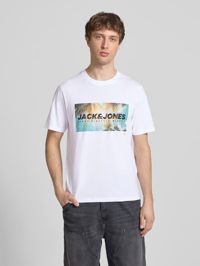 JACK & JONES T-Shirt mit Label-Print Modell 'INDIANA' Weiss 4