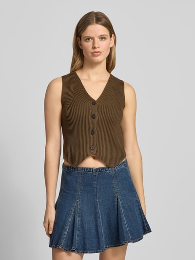 Marc O'Polo DENIM Shaped Fit Weste aus reiner Baumwolle Mittelbraun 4