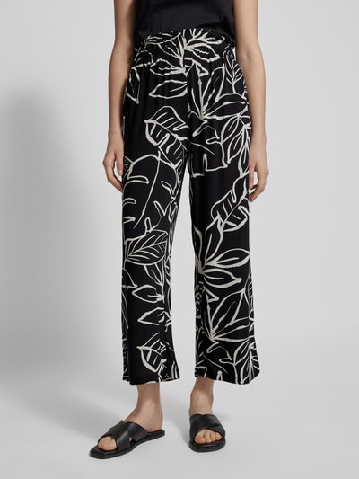 Fransa Spodnie materiałowe z szeroką, skróconą nogawką model ‘Relax’ Czarny 4