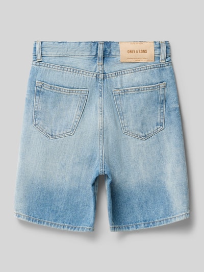 Produktfoto, Loose Fit Jeansshorts aus reiner Baumwolle Modell 'FADE' von Only & Sons für kinder in Denim-Optik mit 5-Pocket-Design, hellblaue Twill-Materialverarbeitung
