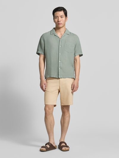 Selected Homme Slim Fit Bermudas aus Baumwoll-Leinen-Mix Modell 'BRODY' Beige 1