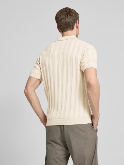 MCNEAL Regular fit poloshirt met structuurmotief Beige - 5