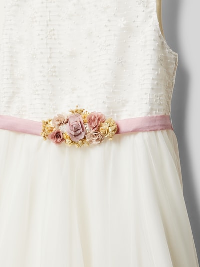 Une Hautre Couture Kleid mit floraler Applikation Offwhite 2