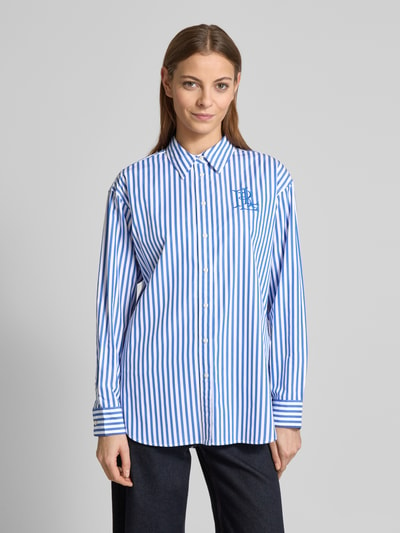 Lauren Ralph Lauren Regular fit overhemdblouse met logostitching, model 'KOTTA' Lichtblauw - 4